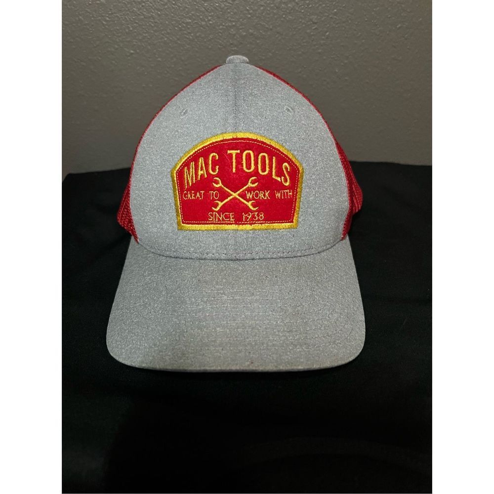 Mac Tools Embroidered Patch Flexfit Hat Gray and Red OSFA